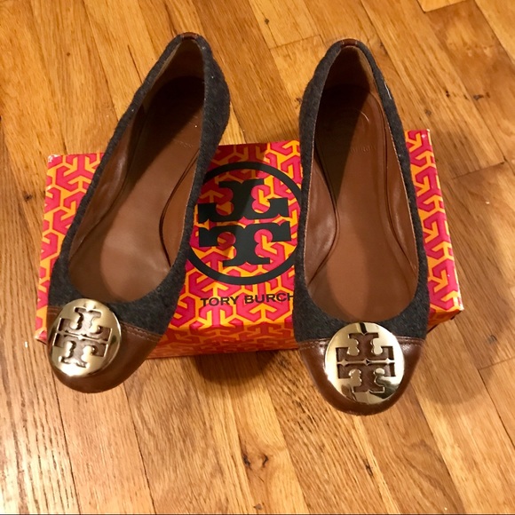 Tory Burch Shoes - Tory Burch Flannel & Leather Flats Size 7.5